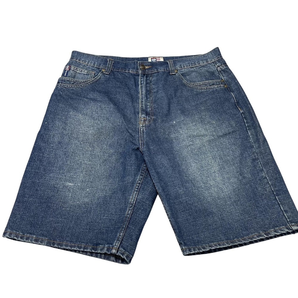 Phat Farm Shorts Mens 38 Blue Denim Bermuda Relaxed Fit Hip Hop Casual